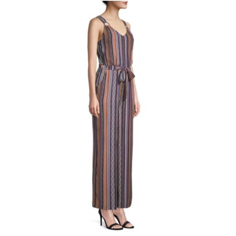 No Boundaries Juniors Printed Jumpsuit with Rings - Picture 2 of 7